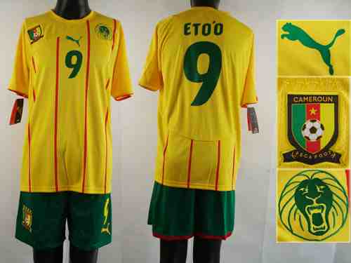 Cameroon #9 Etoo Yellow Away Soccer Country Jersey
