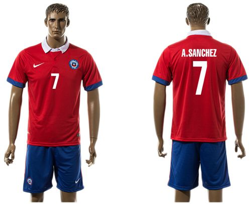 Chile #7 A.Sanchez Home Soccer Country Jersey