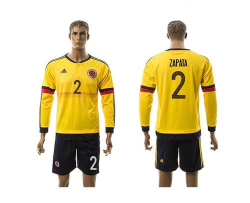 Colombia #2 Zapata Home Long Sleeves Soccer Country Jersey