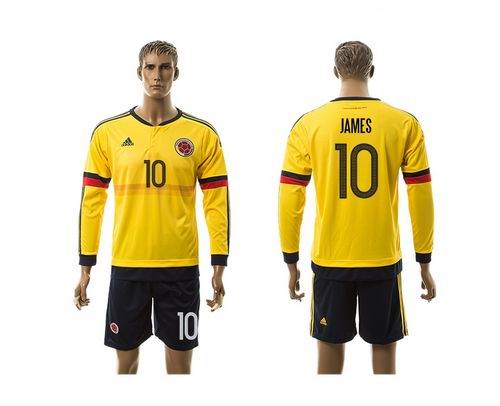 Colombia #10 James Home Long Sleeves Soccer Country Jersey