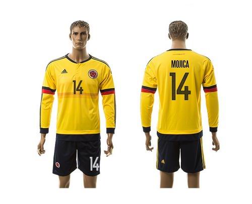 Colombia #14 Mojica Home Long Sleeves Soccer Country Jersey