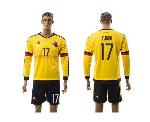 Colombia #17 Pardo Home Long Sleeves Soccer Country Jersey