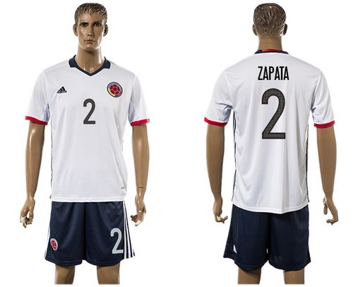 Colombia #2 Zapata Away Soccer Country Jersey