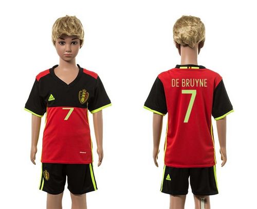 Belgium #7 De Bruyne Red Home Kid Soccer Country Jersey