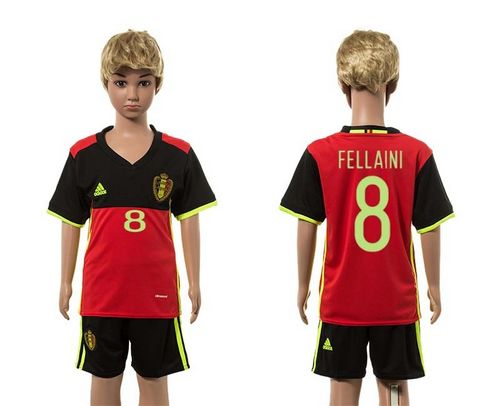 Belgium #8 Fellaini Red Home Kid Soccer Country Jersey