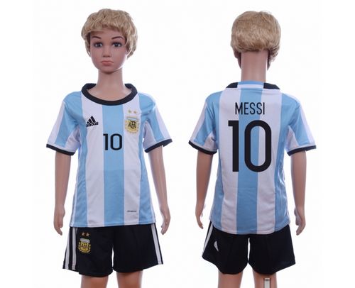 Argentina #10 Messi Home Kid Soccer Country Jersey