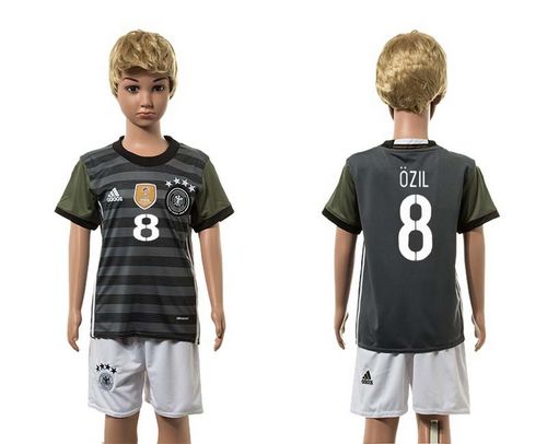 Germany #8 Ozil Away Kid Soccer Country Jersey