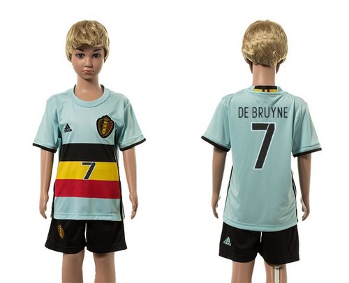 Belgium #7 De Bruyne Away Kid Soccer Country Jersey