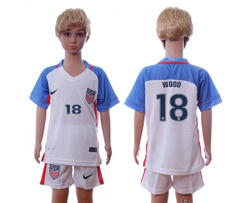 USA #18 Wood Home Kid Soccer Country Jersey