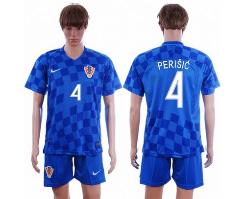 Croatia #4 Perisic Away Soccer Country Jersey