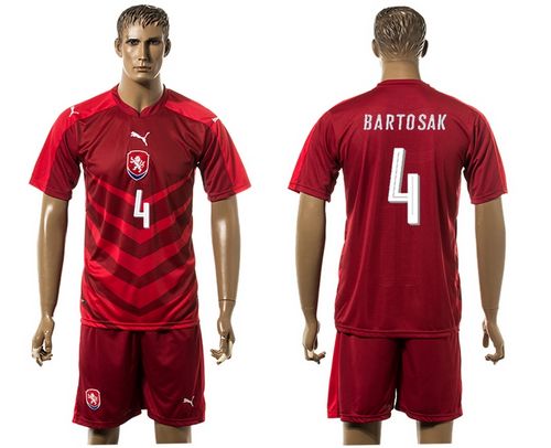 Czech #4 Bartosak Red Home Soccer Country Jersey