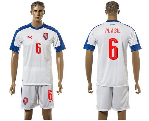 Czech #6 Plasil Away Soccer Country Jersey