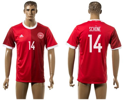 Danmark #14 Schone Red Home Soccer Country Jersey