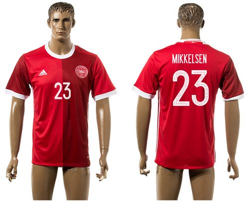 Danmark #23 Mikkelsen Red Home Soccer Country Jersey