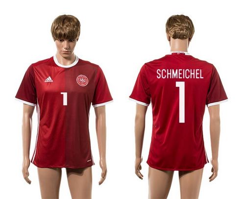 Danmark #1 Schmeichel Red Home Soccer Country Jersey