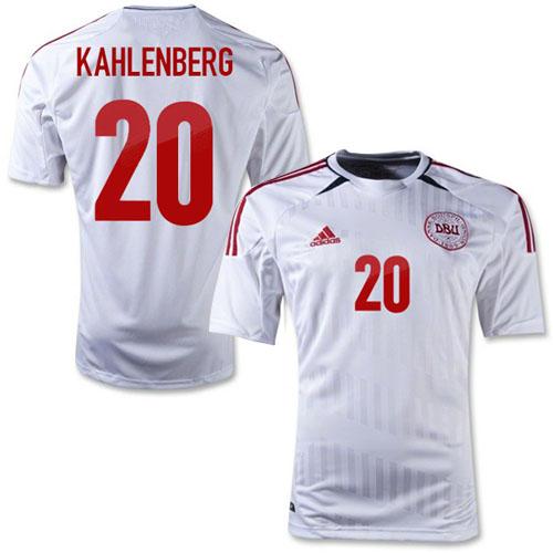 Danmark #20 Thomas Kahlenberg White Away Soccer Country Jersey