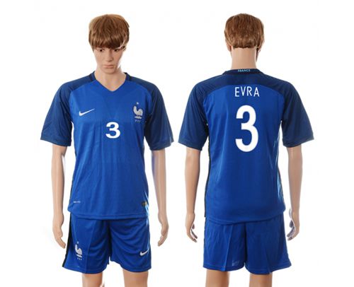 France #3 Evra Blue Soccer Country Jersey