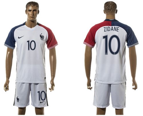 France #10 Zidane Away Soccer Country Jersey