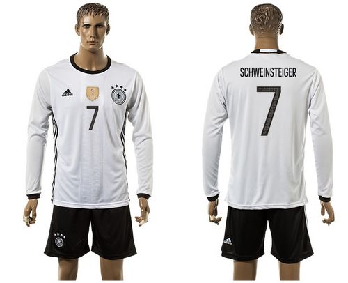 Germany #7 Schweinsteiger White Home Long Sleeves Soccer Country Jersey