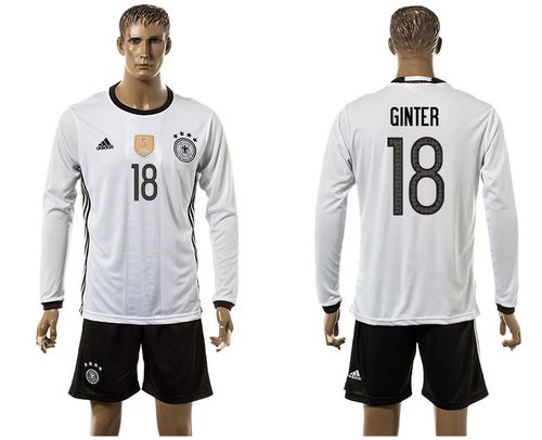 Germany #18 Ginter White Home Long Sleeves Soccer Country Jersey