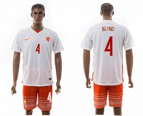 Holland #4 Blind Away Soccer Country Jersey