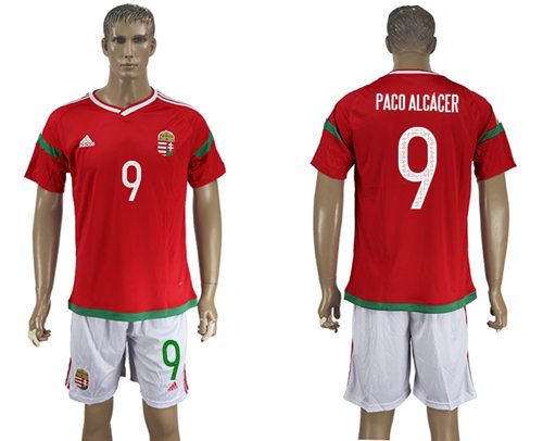Hungary #9 Paco Alcacer Home Soccer Country Jersey