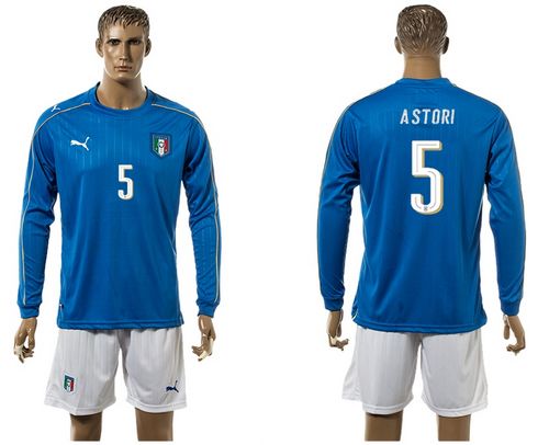 Italy #5 Astori Blue Home Long Sleeves Soccer Country Jersey