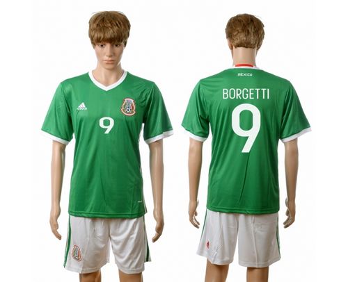 Mexico #9 Borgetti Green Home Soccer Country Jersey
