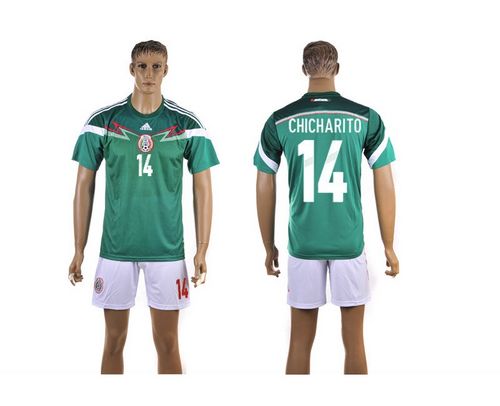 Mexico #14 Chicharito Green Home Soccer Country Jersey