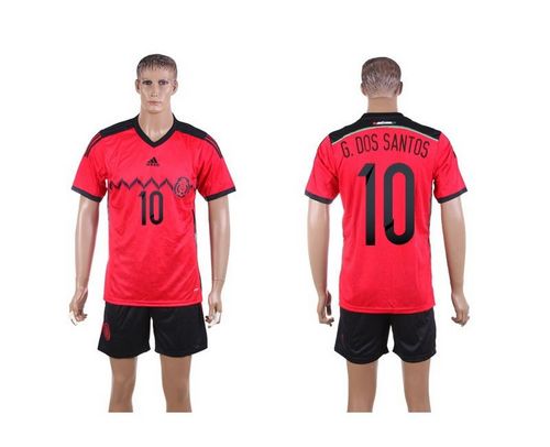 Mexico #10 G.Dos Santos Red Away Soccer Country Jersey