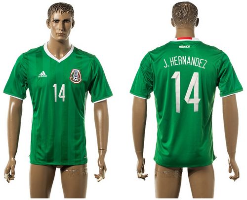 Mexico #14 J.Hernandez Green Home Soccer Country Jersey