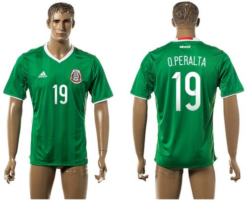 Mexico #19 O.Peralta Green Home Soccer Country Jersey