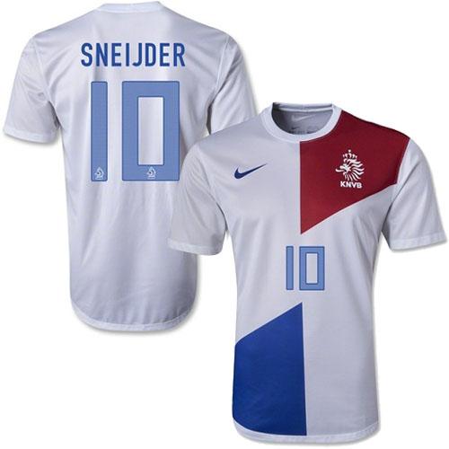 Netherlands #10 Wesley Sneijder White Away Soccer Country Jersey