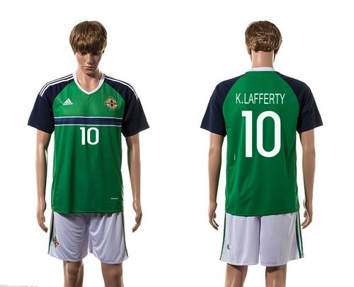 Northern Ireland #10 K.Lafferty Green Home Soccer Country Jersey