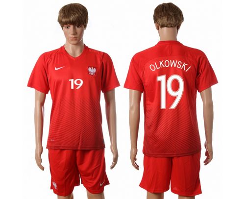 Poland #19 Olkowski Away Soccer Country Jersey