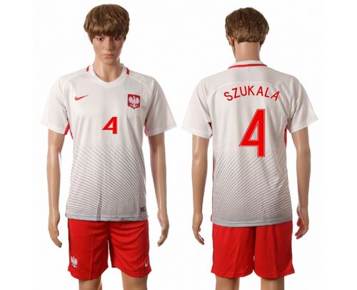 PPoland #4 Szukala Home Soccer Country Jersey