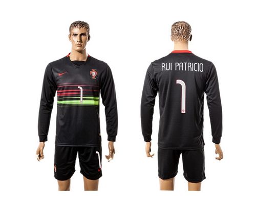 Portugal #1 Rui Patricio Away Long Sleeves Soccer Country Jersey