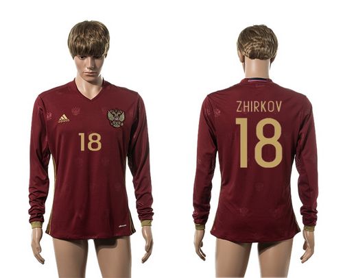 Russia #18 Zhirkov Red Home Long Sleeves Soccer Country Jersey