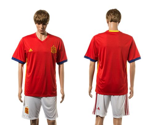 Spain Blank Home Soccer Country Jersey