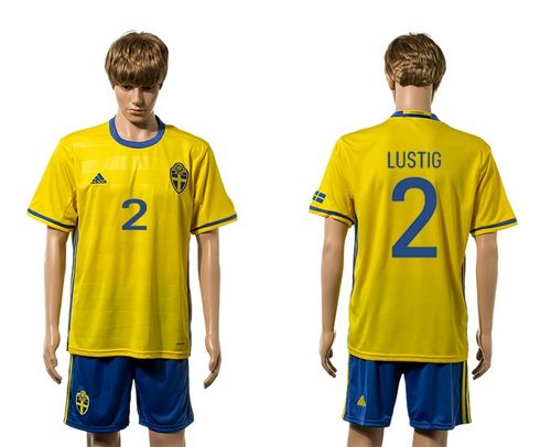 Sweden #2 Lustig Home Soccer Country Jersey