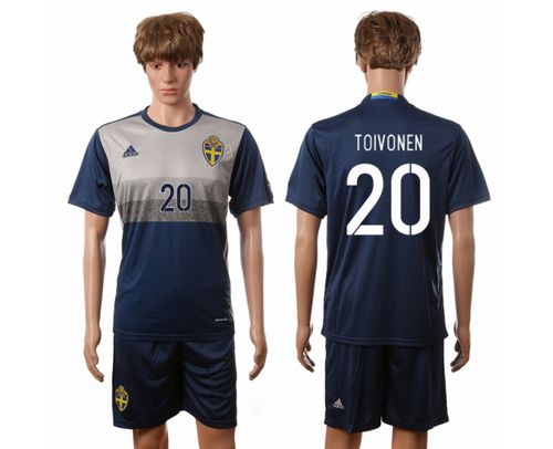 Sweden #20 Toivonen Away Soccer Country Jersey