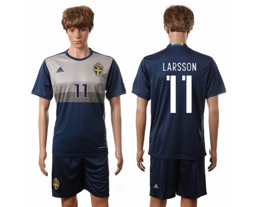 Sweden #11 Larsson Away Soccer Country Jersey