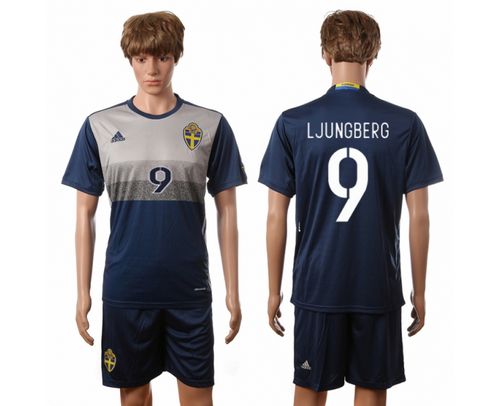 Sweden #9 Ljungberg Away Soccer Country Jersey