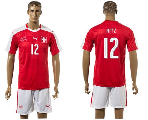 Switzerland #12 Hitz Red Home Soccer Country Jersey