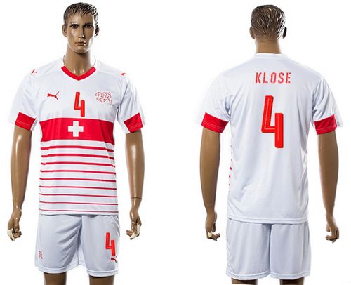 Switzerland #4 Klose Away Soccer Country Jersey