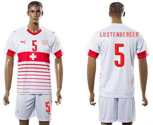 Switzerland #5 Lustenberger Away Soccer Country Jersey
