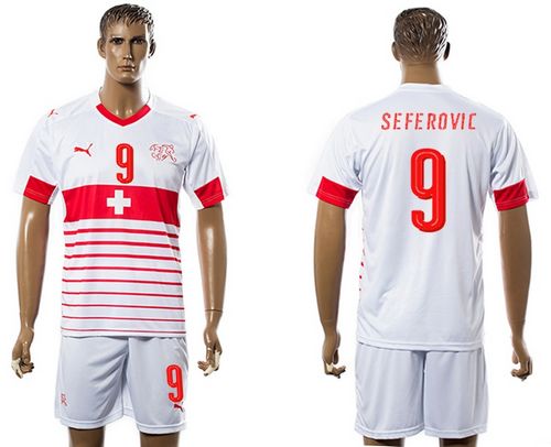 Switzerland #9 Seferovic Away Soccer Country Jersey