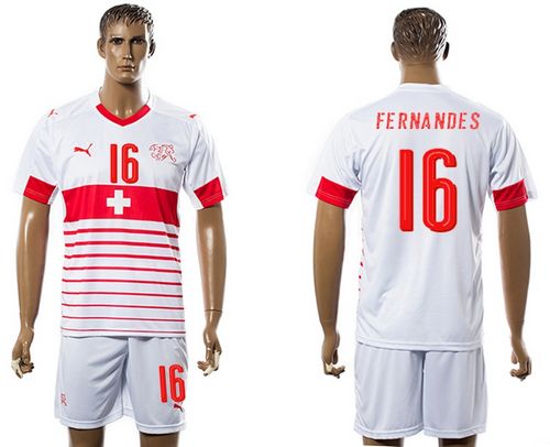 Switzerland #16 Fernandes Away Soccer Country Jersey