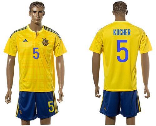 Ukraine #5 Kucher Home Soccer Country Jersey
