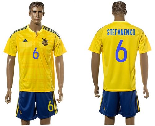 Ukraine #6 Stepanenko Home Soccer Country Jersey